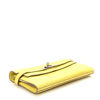 Hermes Matte Alligator Kelly Longue Wallet Mimosa 4 of 15