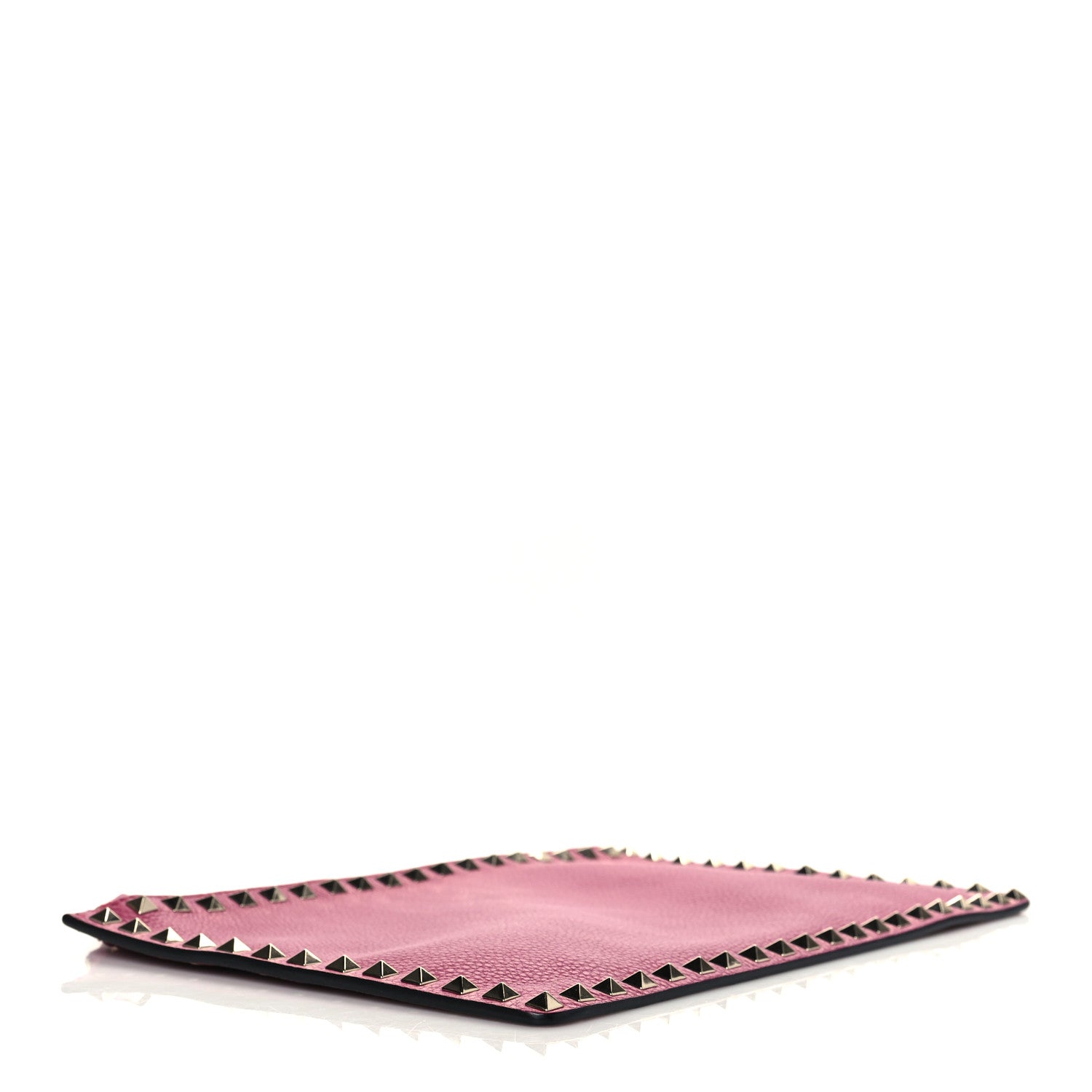 Valentino Garavani Pebbled Calfskin Large Rockstud Zip Pouch Deep Cyclamin 4 of 9