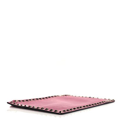 Valentino Garavani Pebbled Calfskin Large Rockstud Zip Pouch Deep Cyclamin 4 of 9
