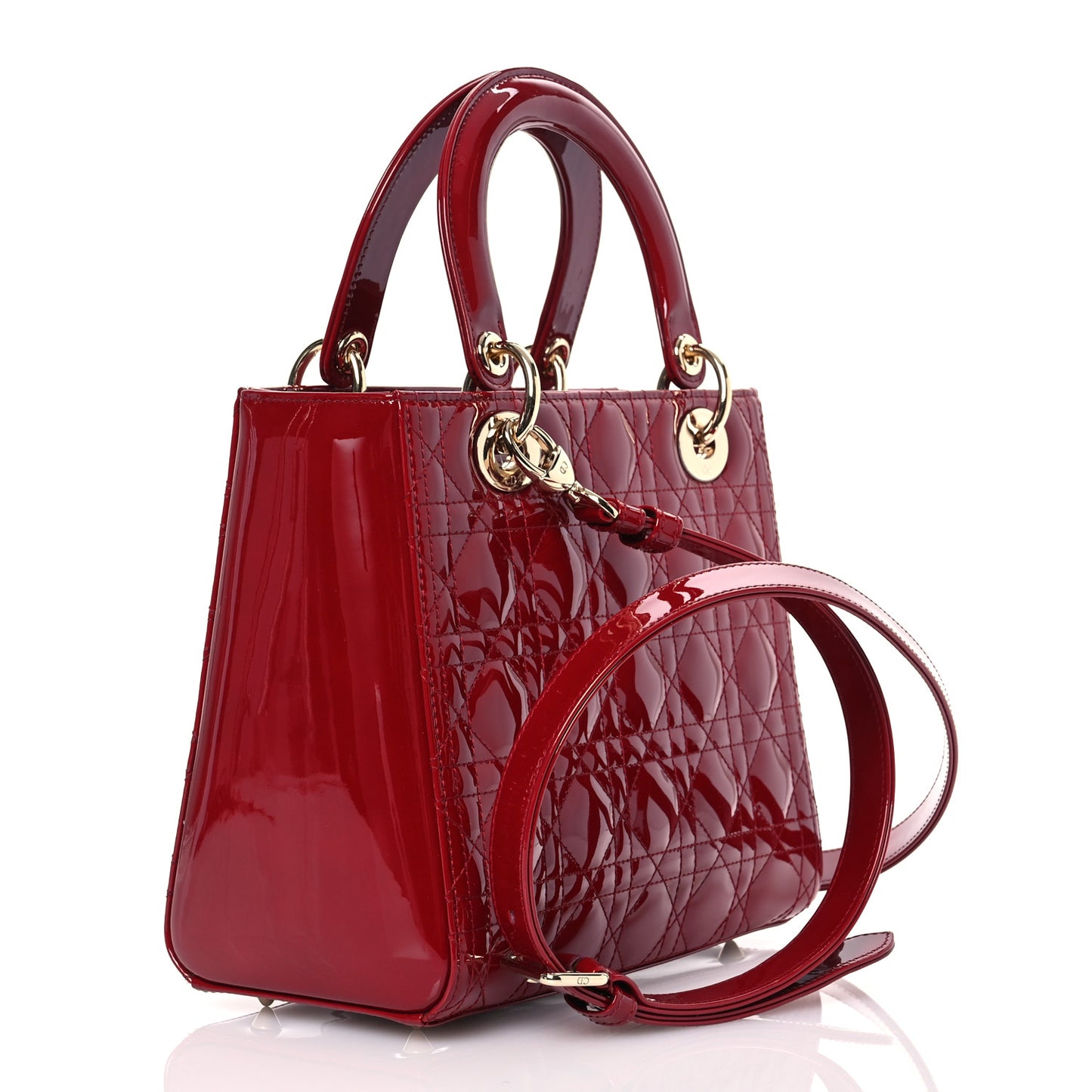 Patent Cannage Medium Lady Dior Red