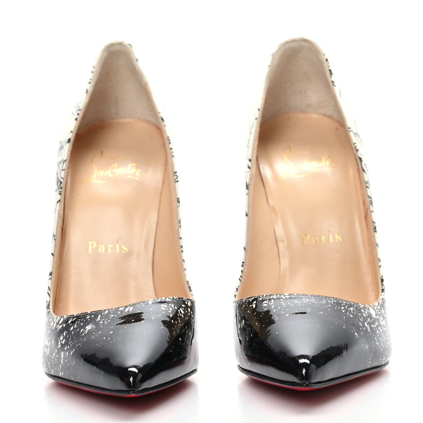 Patent Degraloubi Printed Pigalle Follies 100 Pumps 36.5 Black