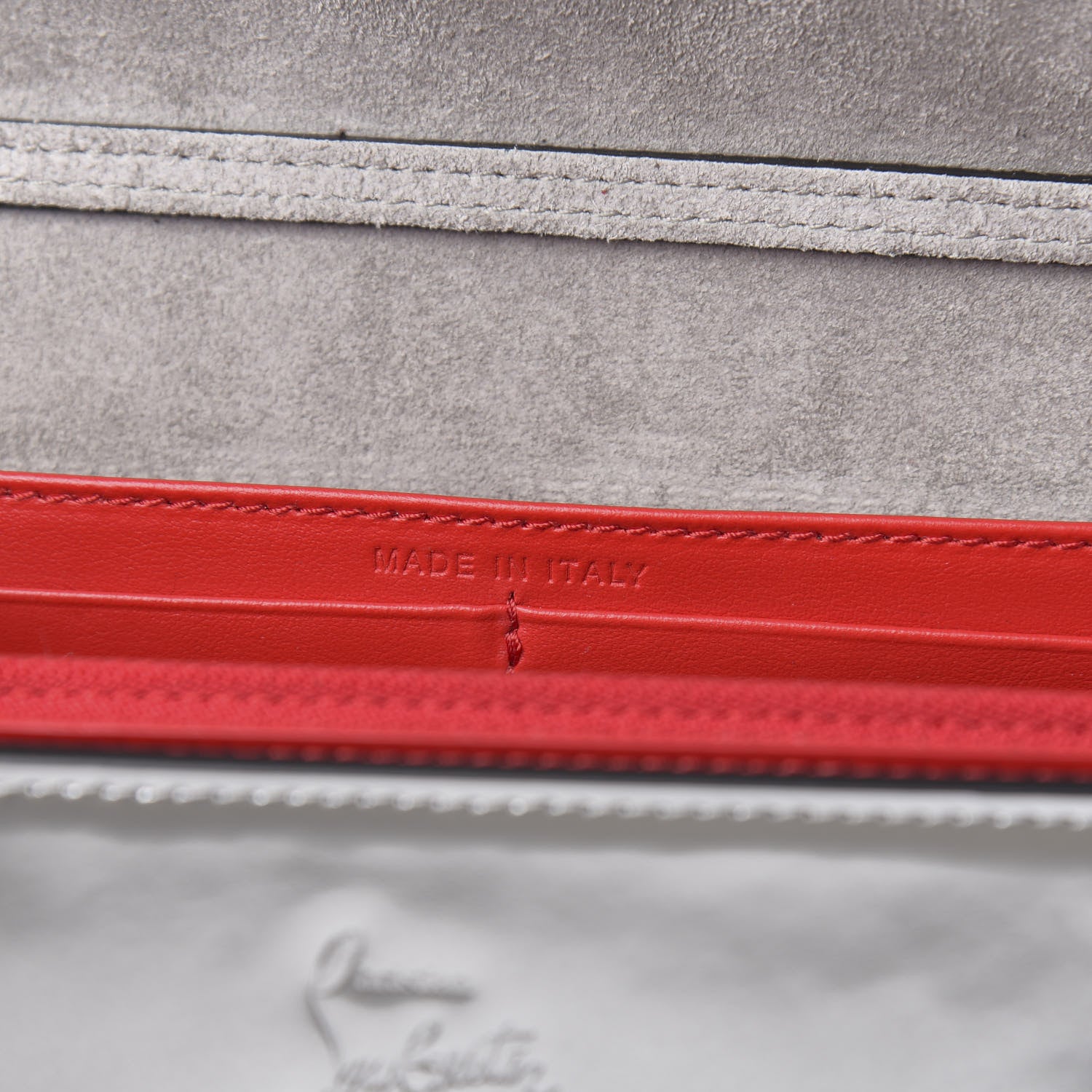 Christian Louboutin Calfskin Patent Suede Sequin Paloma Disco Ribbon Clutch Silver Black 7 of 11