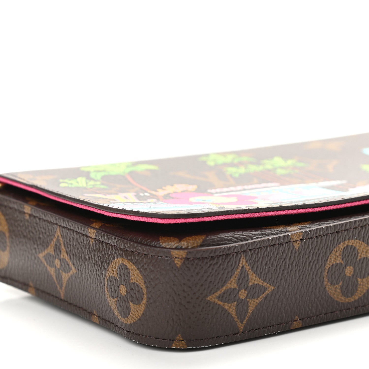 Louis Vuitton Monogram 2021 Christmas Animation Hollywood Pochette Felicie Chain Wallet Fuchsia 8 of 9