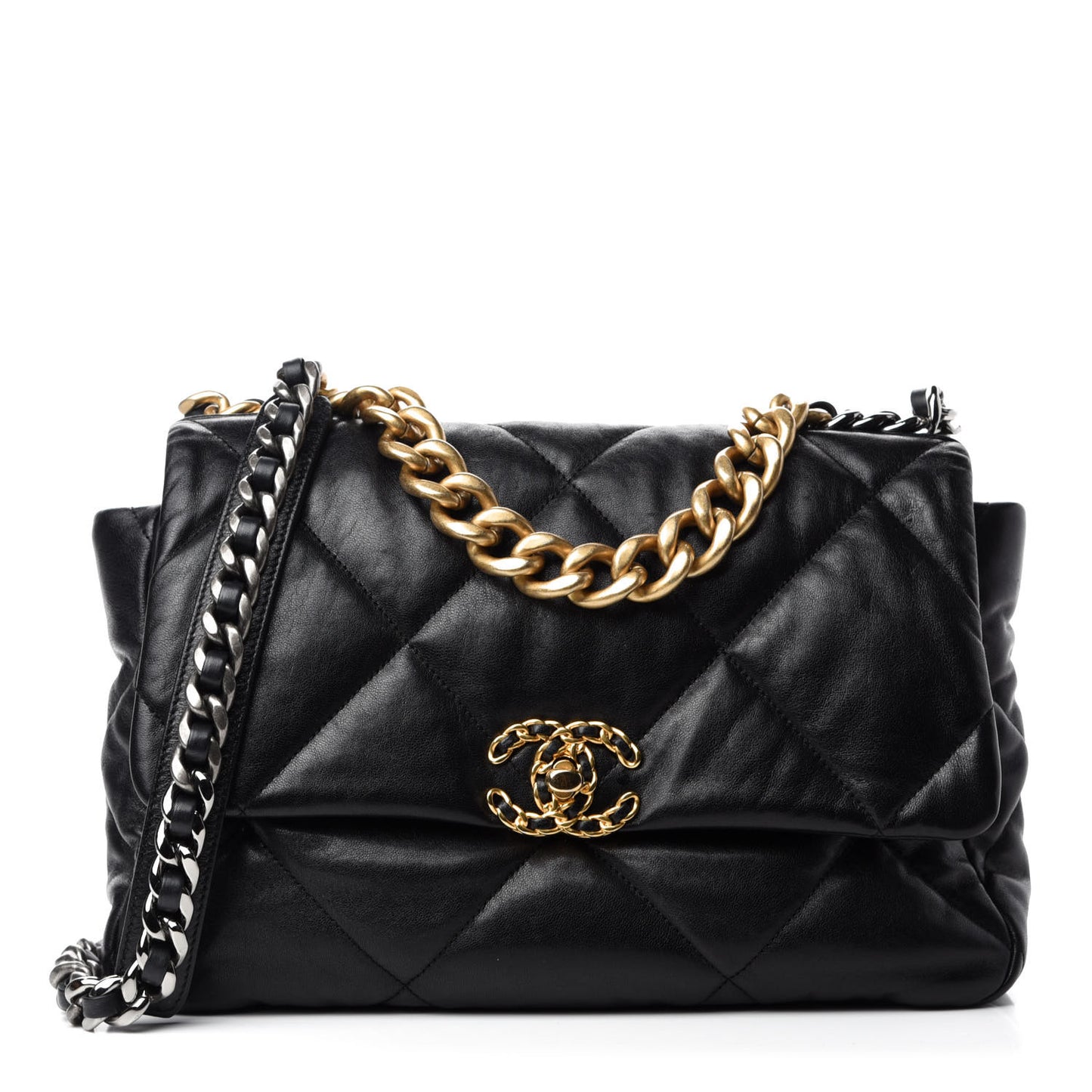 Goatskin Quilted Large Chanel 19 Flap Black