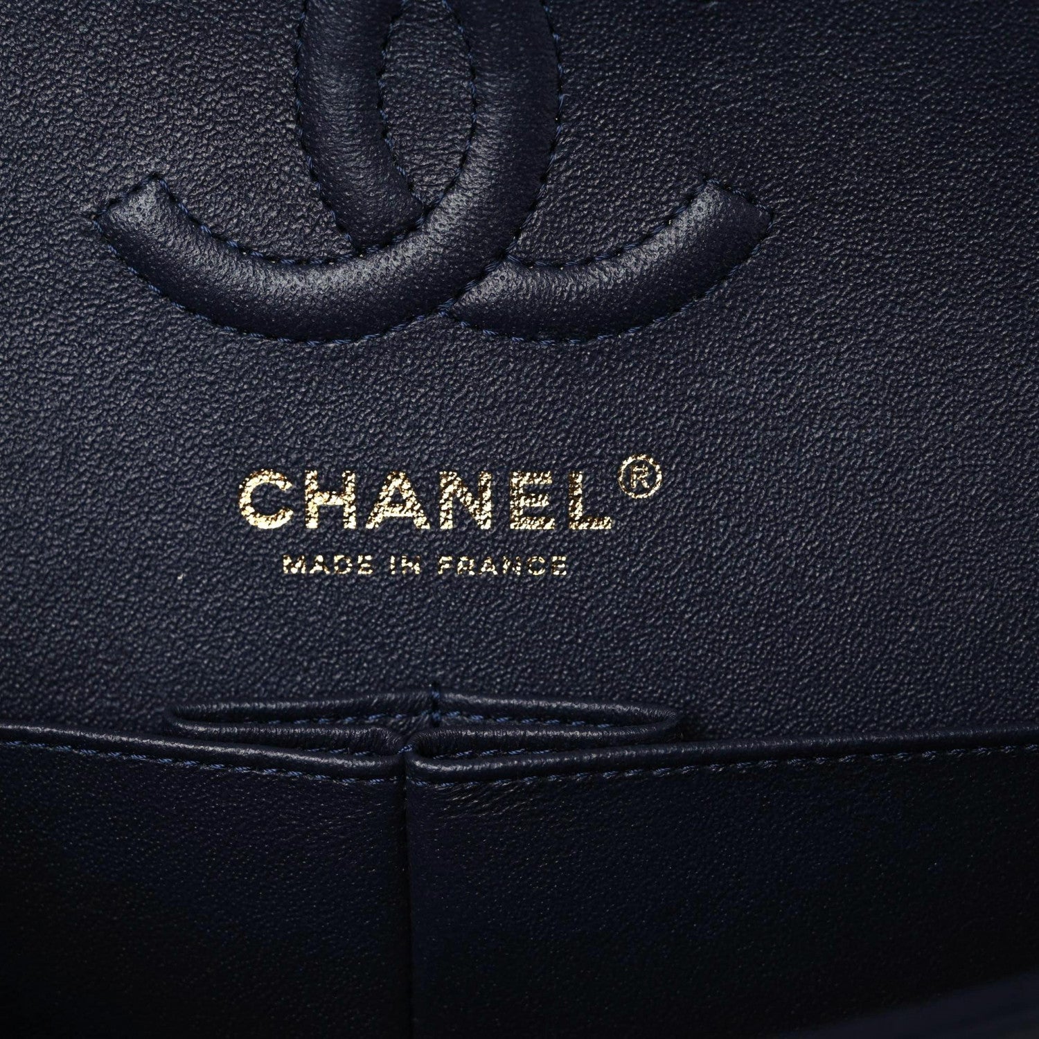 Chanel Caviar Chevron Quilted Small Double Flap Navy Blue 6 of 10