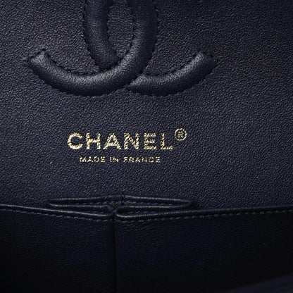 Chanel Caviar Chevron Quilted Small Double Flap Navy Blue 6 of 10