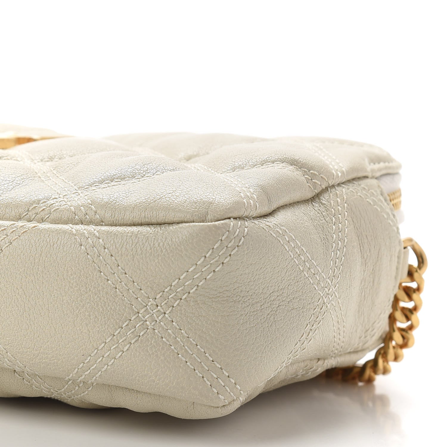 Saint Laurent Grained Lambskin Quilted Mini Becky Double Zip Bag Vintage White 11 of 13