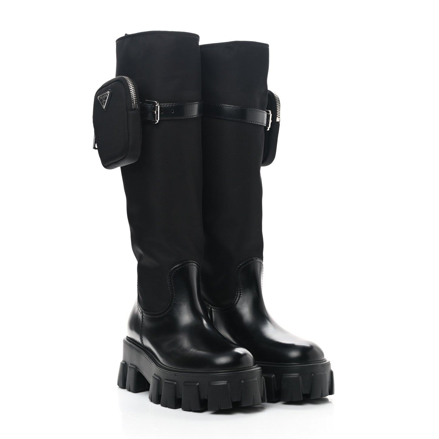 Spazzolato Rois Re-Nylon Metal Triangle Logo Monolith Pouch Pocket 55mm Tall Boots 35 Black