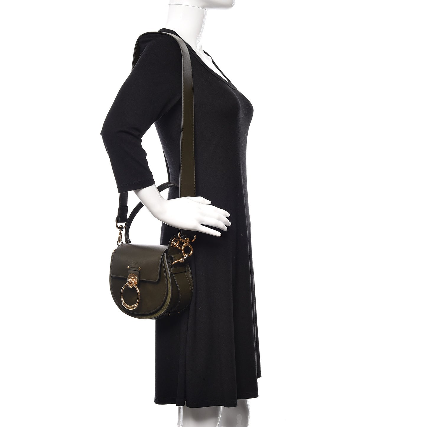 Calfskin Suede Small Tess Bag Deep Forest