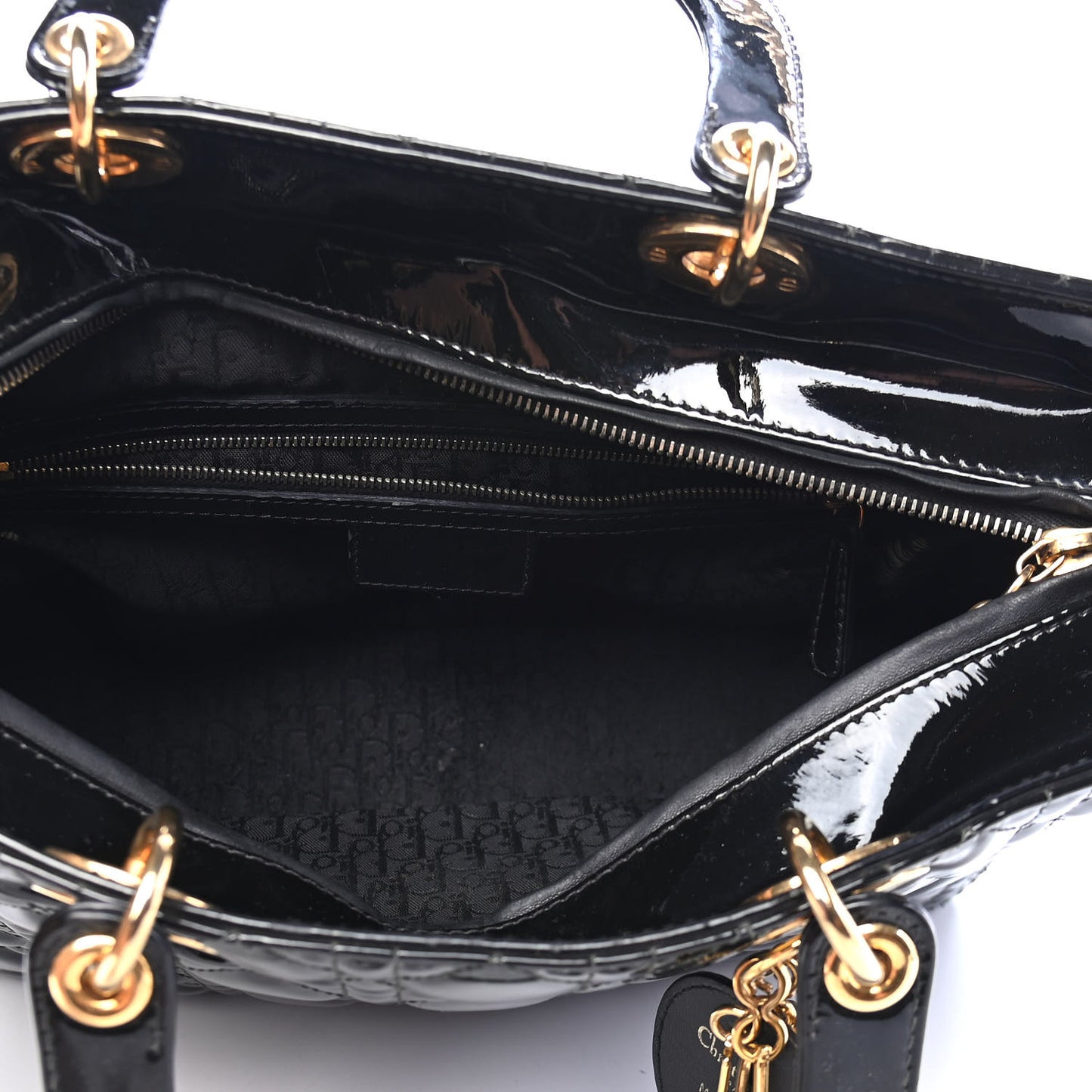Patent Cannage Large Lady Dior Black