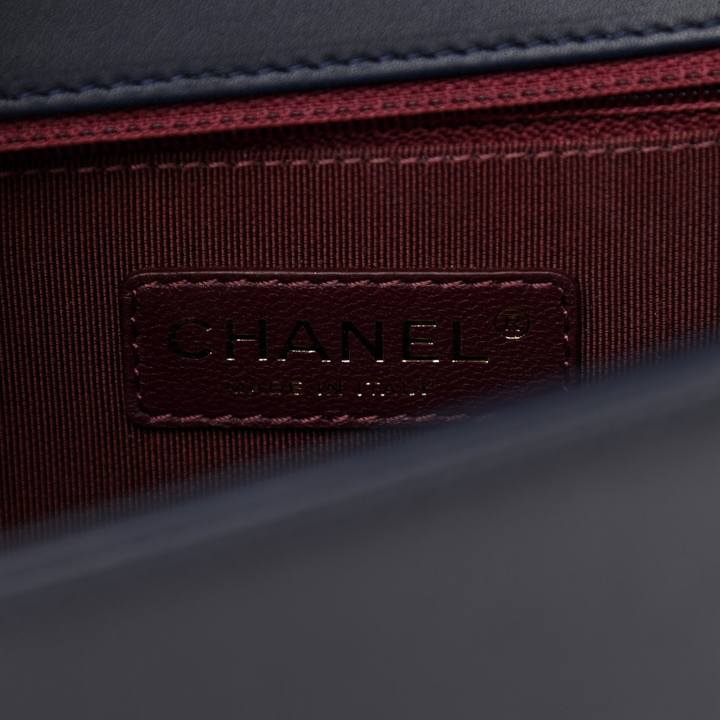Caviar Suede Calfskin Chevron New Medium Boy Flap Navy