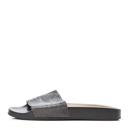 Chanel Rubber Charm Embossed CC Flat Slide Sandals 40 Dark Grey 1 of 7