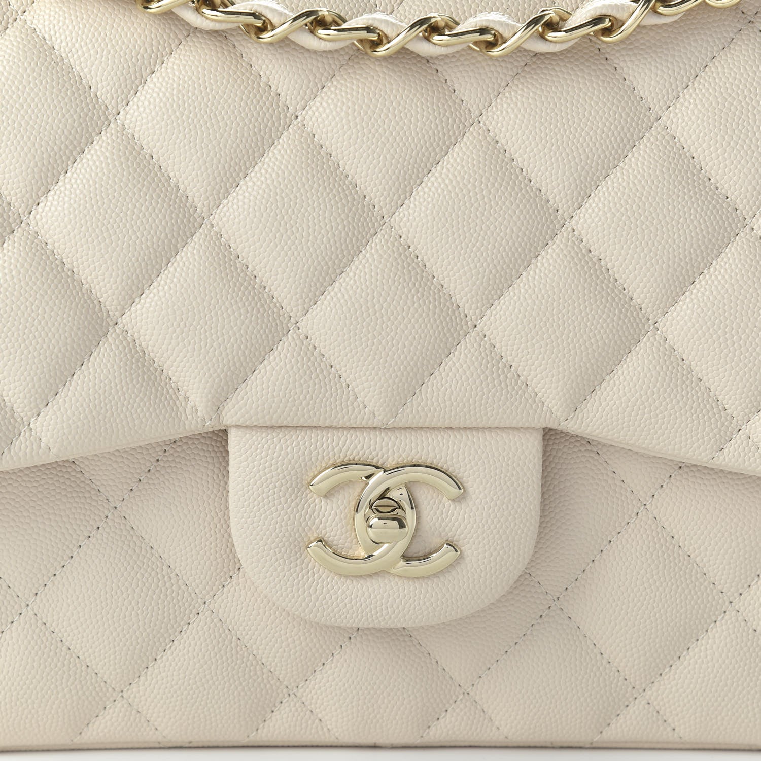 Chanel Pearly Caviar Quilted Jumbo Double Flap Dark White 10 of 10