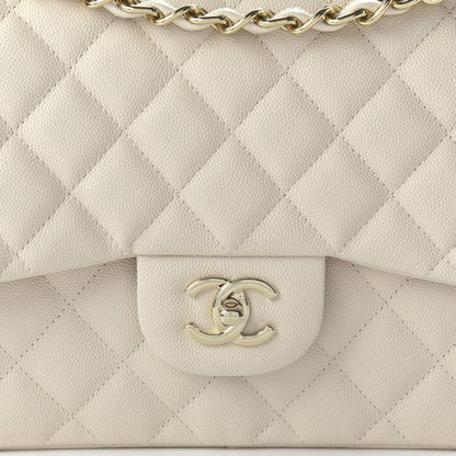 Chanel Pearly Caviar Quilted Jumbo Double Flap Dark White 10 of 10