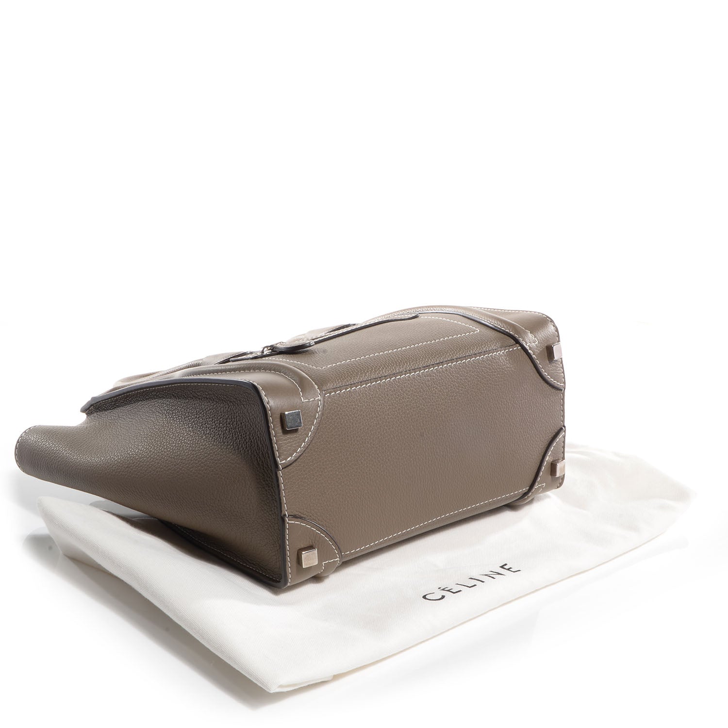Celine Drummed Calfskin Micro Luggage Souris 4 of 9