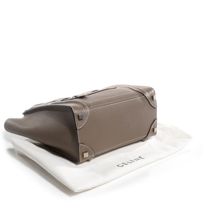 Celine Drummed Calfskin Micro Luggage Souris 4 of 9