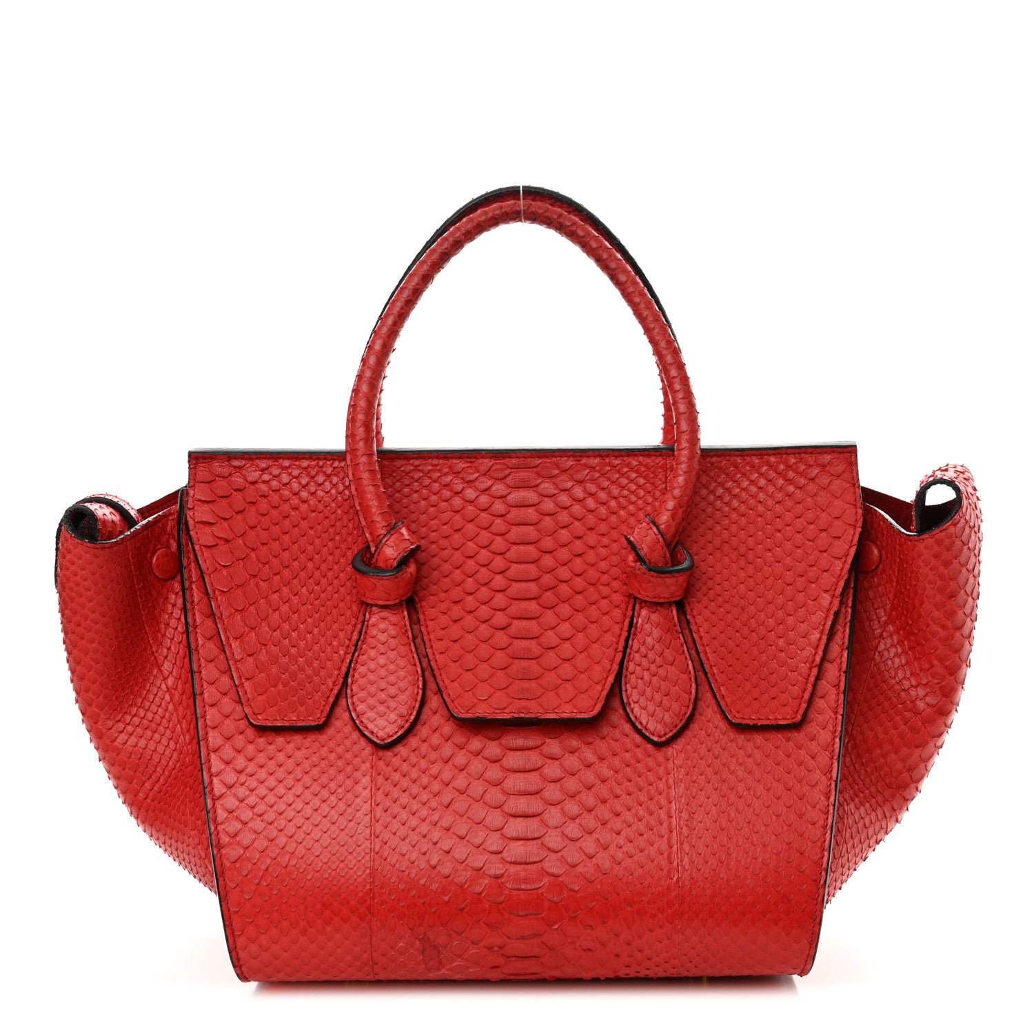 Celine Snakeskin Small Tie Knot Tote Red 1 of 17