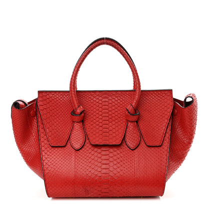 Celine Snakeskin Small Tie Knot Tote Red 1 of 17