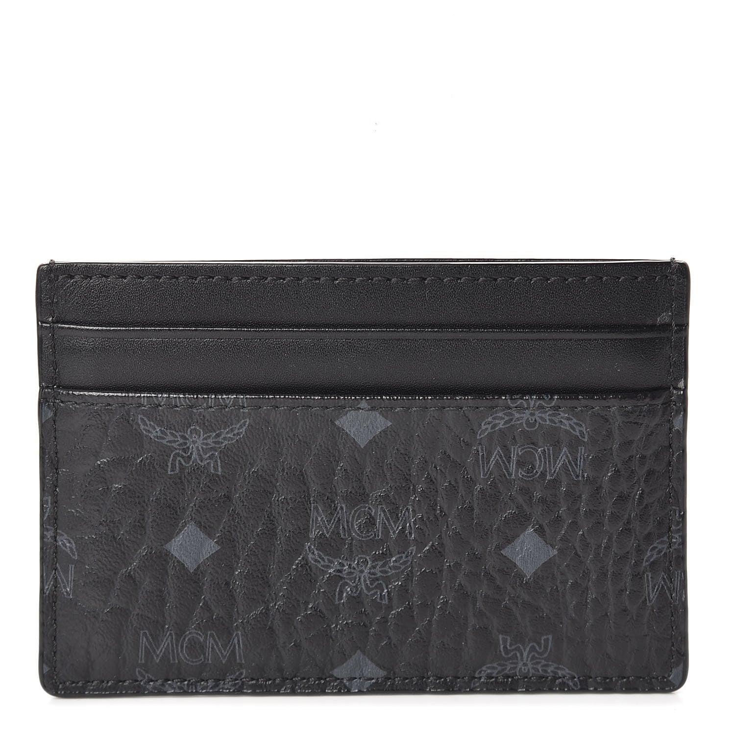 MCM Calfskin Visetos Mini Card Case Black 1 of 8