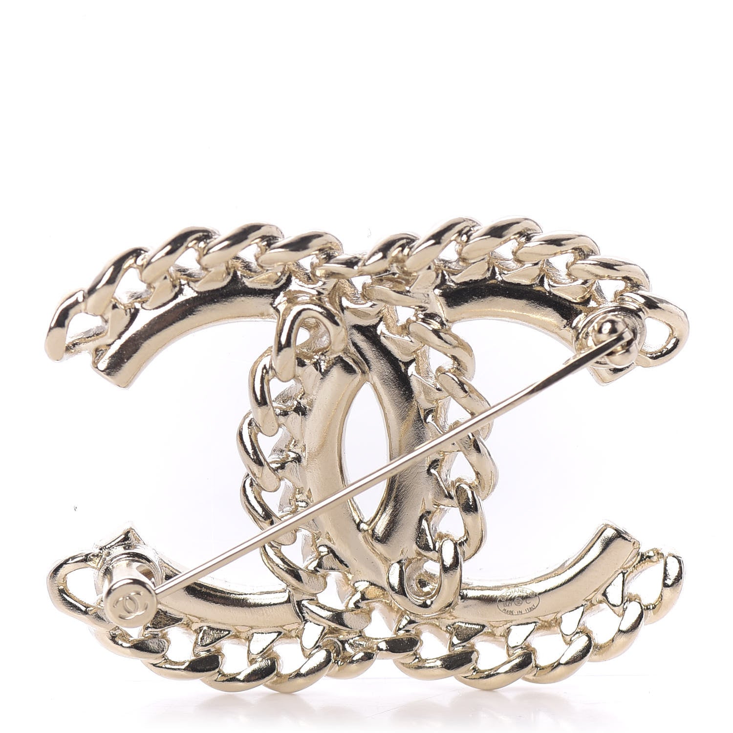 Chanel Crystal Chain CC Brooch Gold 4 of 4