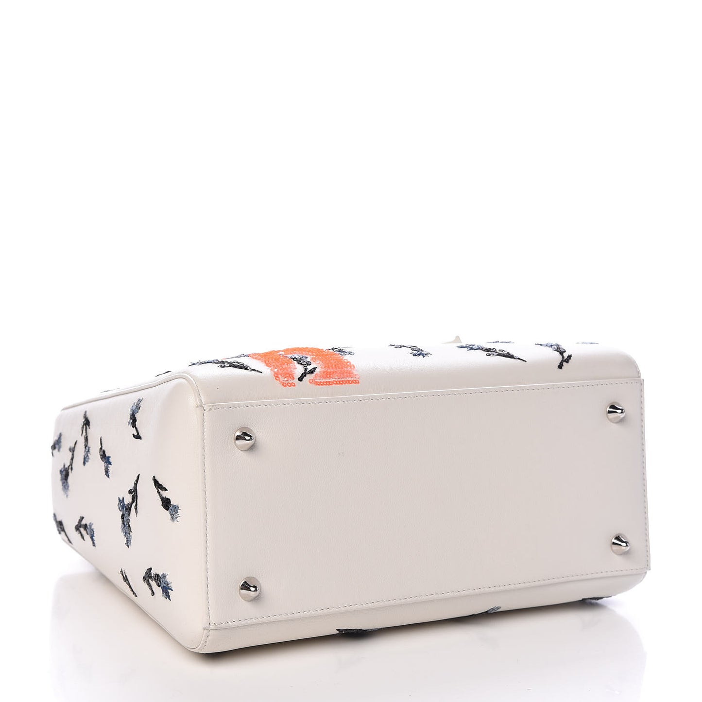 Lambskin Embroidered Sequin Medium Flower Lady Dior Off White