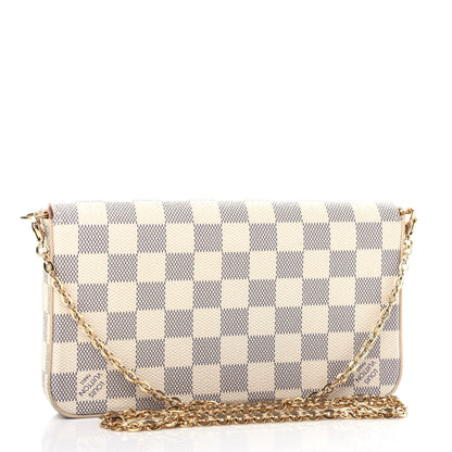 Louis Vuitton Damier Azur Pochette Felicie Chain Wallet Rose Ballerine 5 of 10