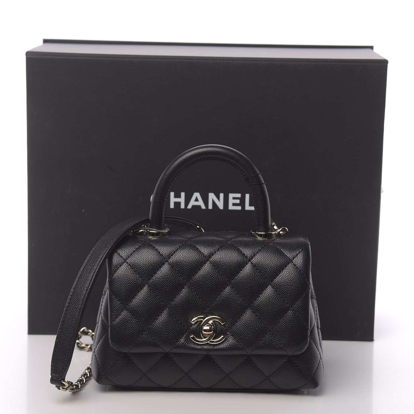 Caviar Quilted Extra Mini Coco Handle Flap Black