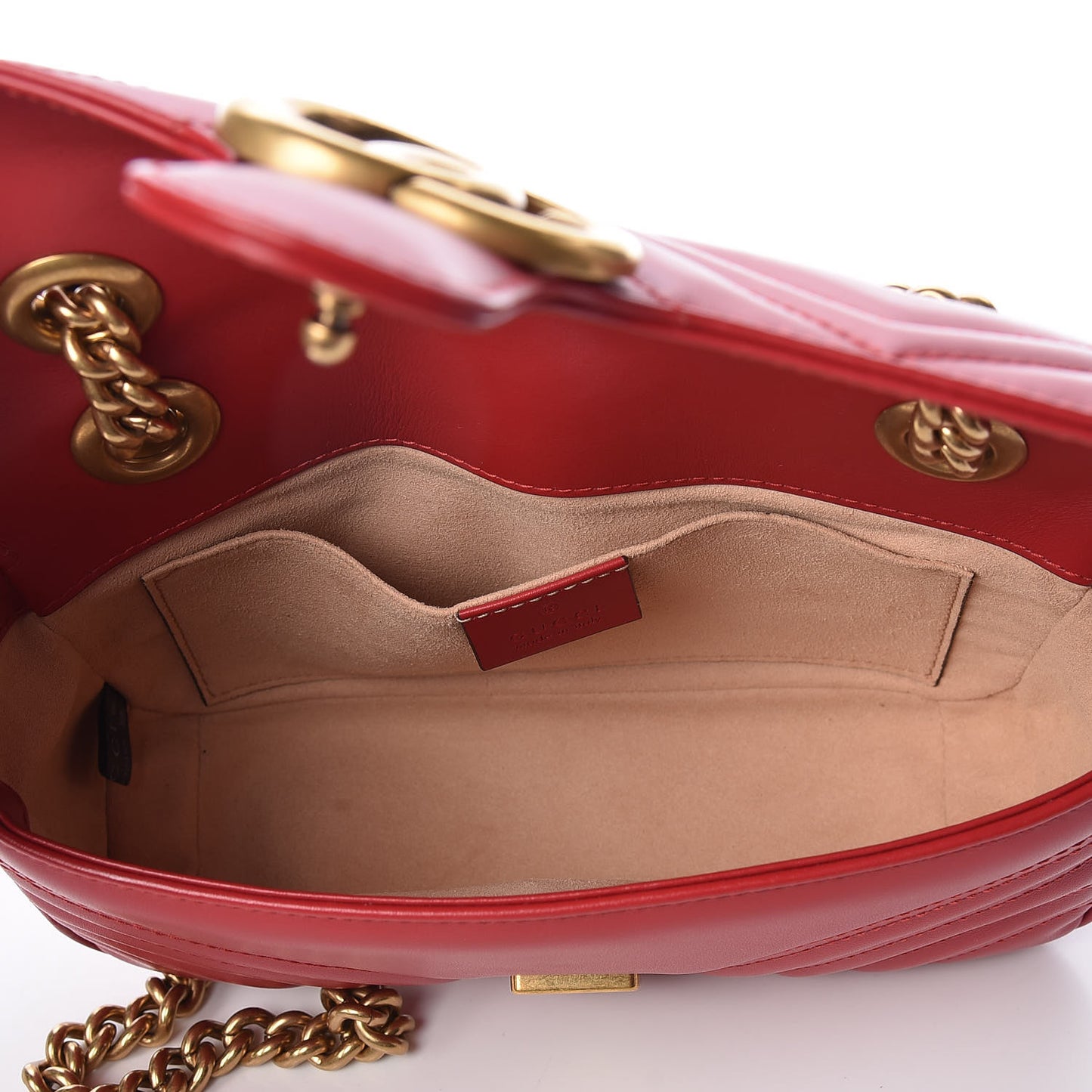 Calfskin Matelasse Mini GG Marmont Shoulder Bag Hibiscus Red
