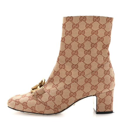 Gucci Monogram Malaga Kid GG Victoire 55mm Ankle Boots 39 Beige Ruggine Rust 1 of 9