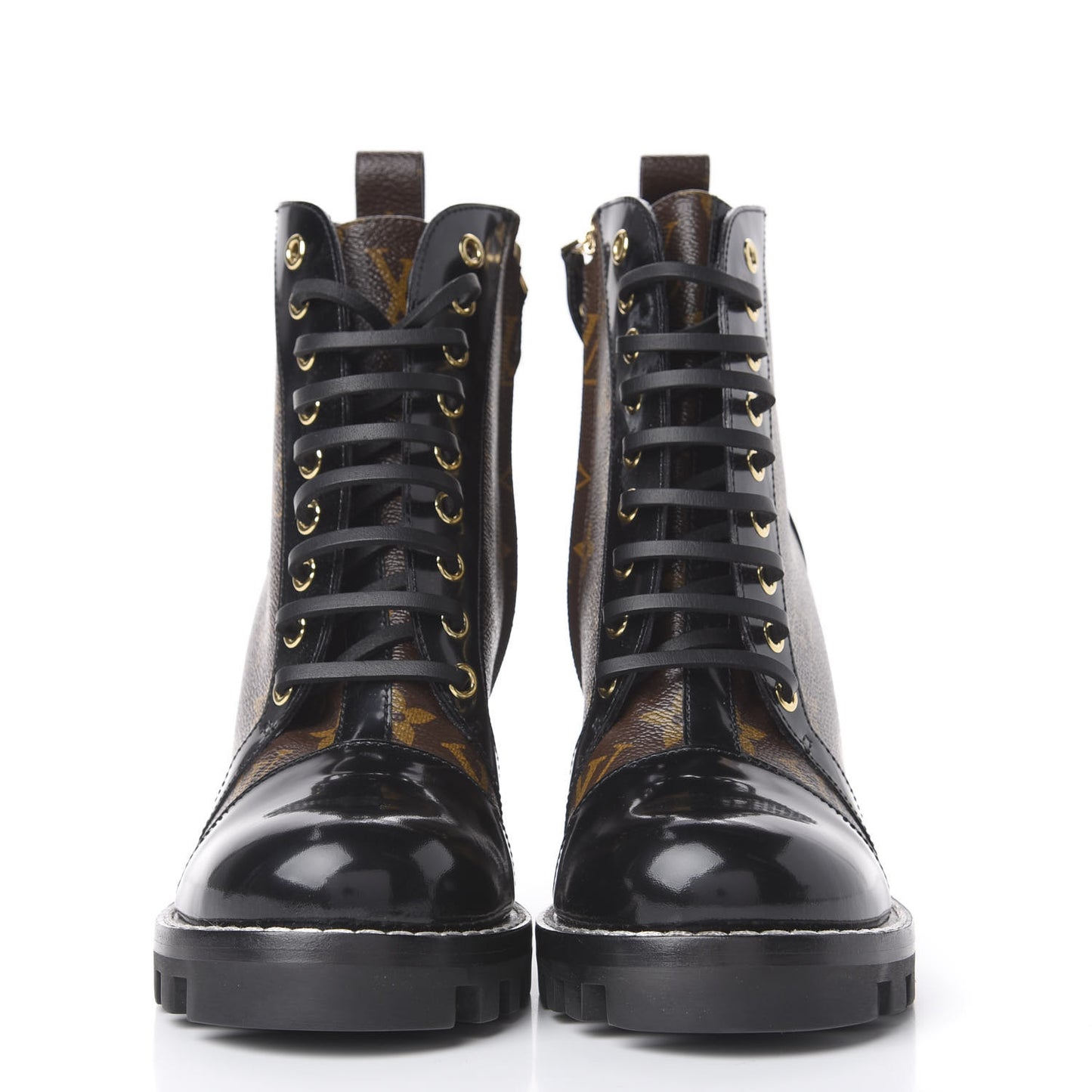 Patent Calfskin Monogram Star Trail Ankle Boots 37 Black
