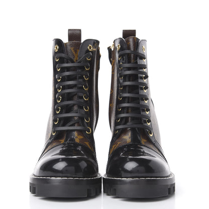 Louis Vuitton Patent Calfskin Monogram Star Trail Ankle Boots 37 Black 3 of 14