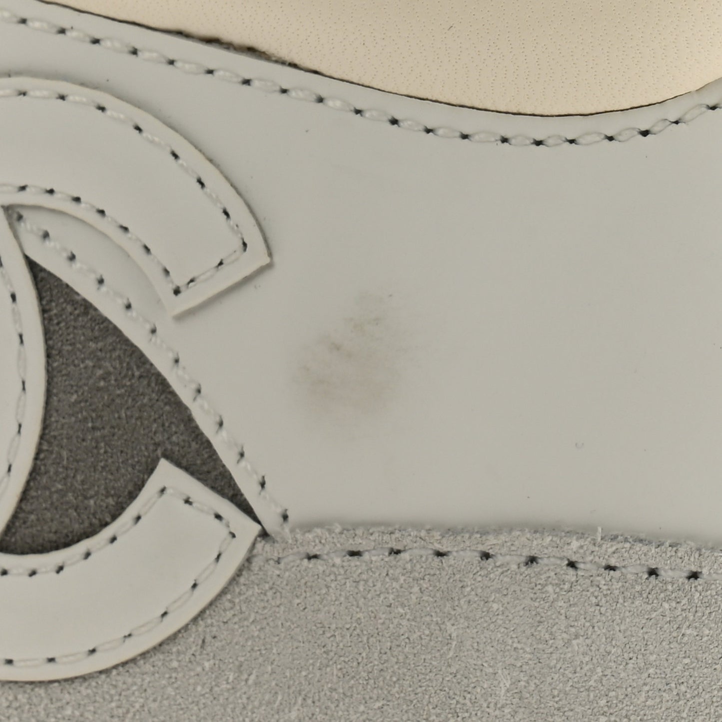 Suede Calfskin Lambskin High Top CC Sneakers 36.5 White Blue