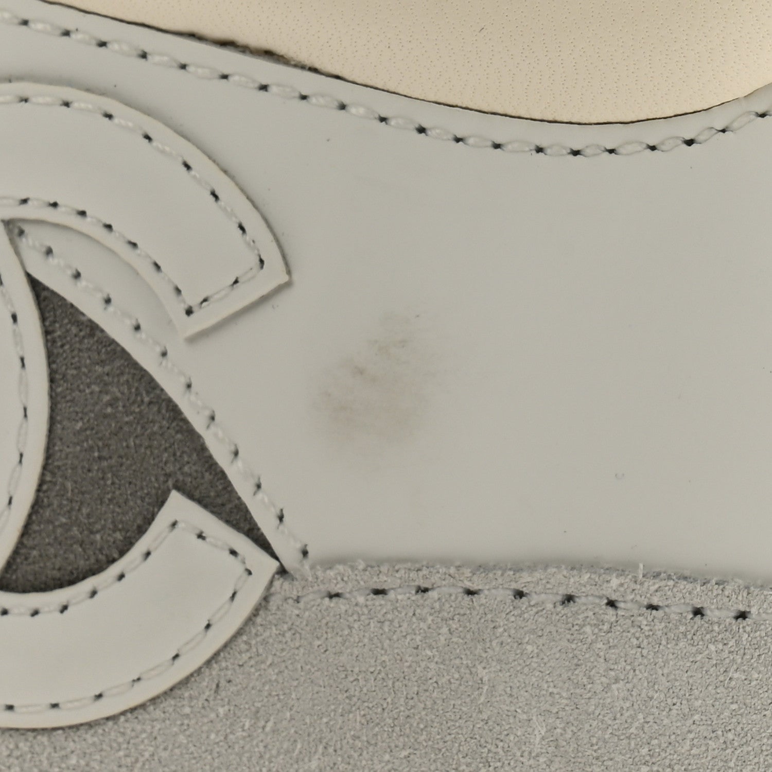 Chanel Suede Calfskin Lambskin High Top CC Sneakers 36.5 White Blue 8 of 11