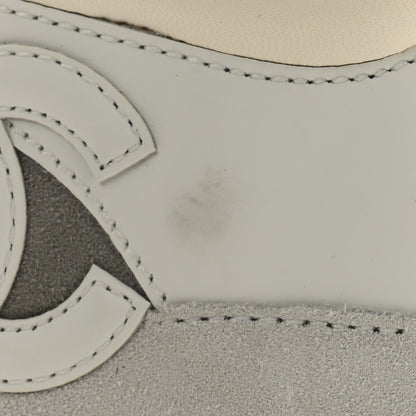 Chanel Suede Calfskin Lambskin High Top CC Sneakers 36.5 White Blue 8 of 11