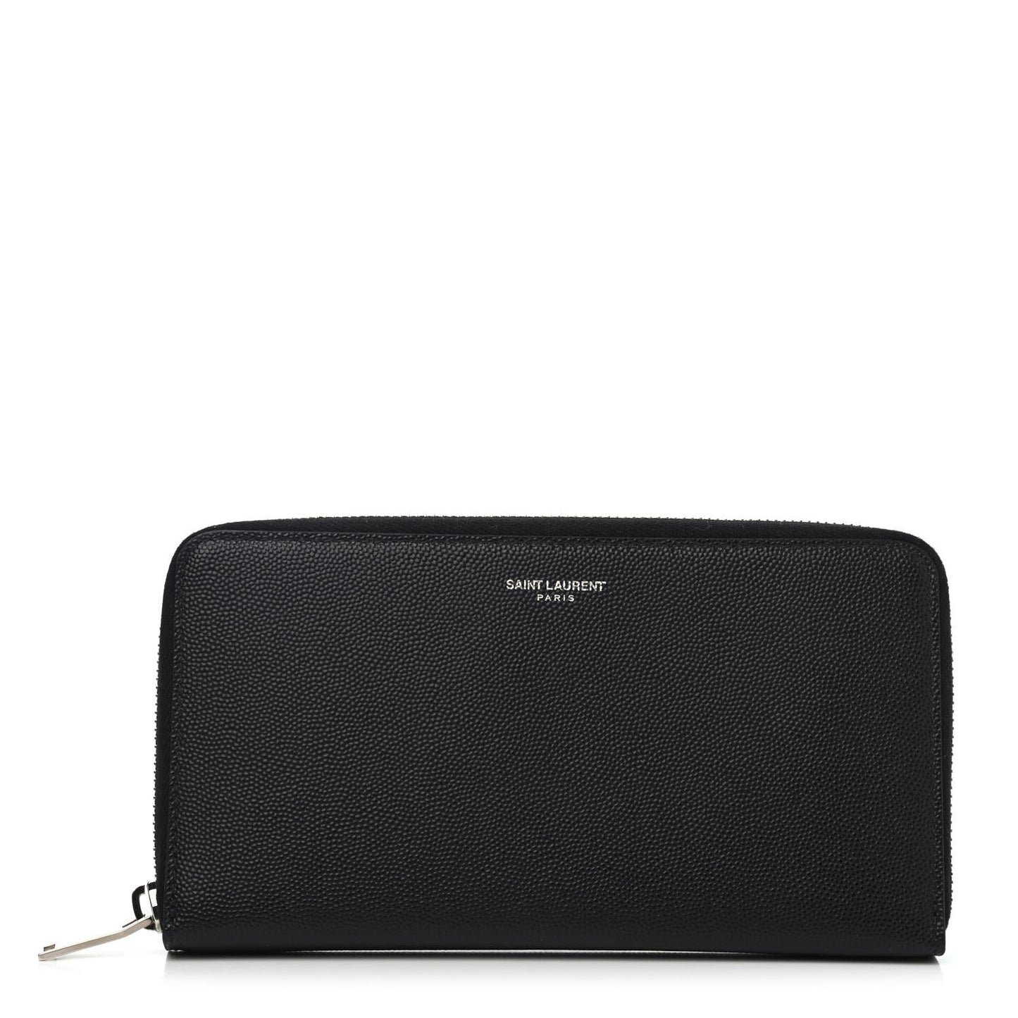 Grained Calfskin Classic Zip Around Continental Wallet Black