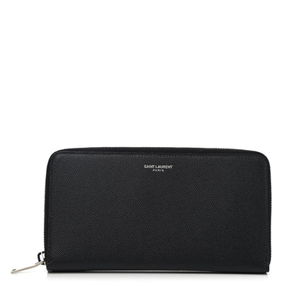 Saint Laurent Grained Calfskin Classic Zip Around Continental Wallet Black 1 of 4