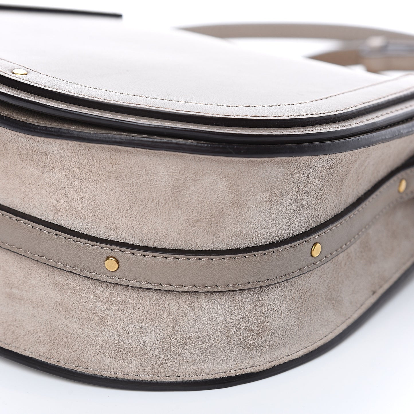 Calfskin Suede Medium Nile Bracelet Bag Motty Grey