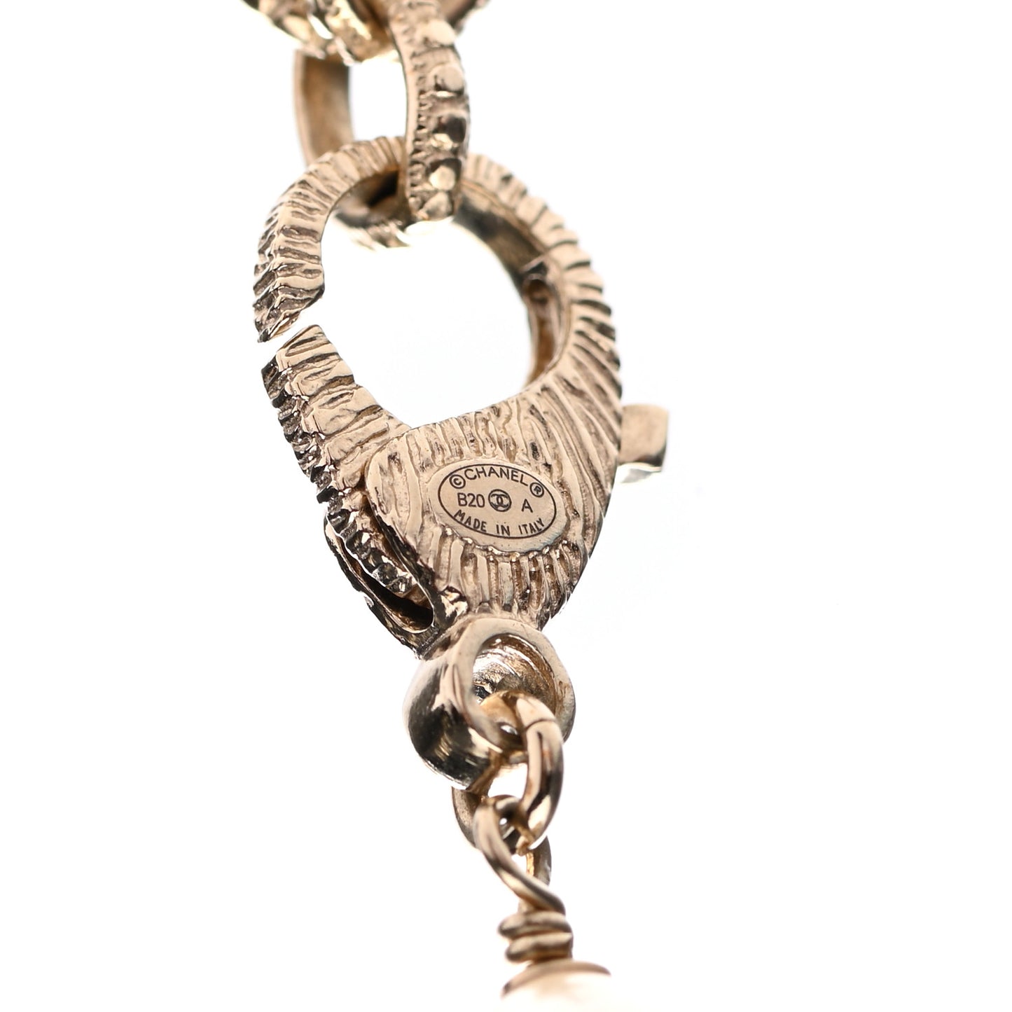 Pearl Crystal CC Long Necklace Black Gold
