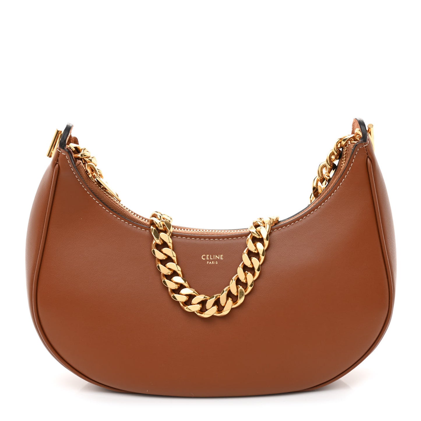 Smooth Calfskin Medium Chain Strap Ava Shoulder Bag Tan