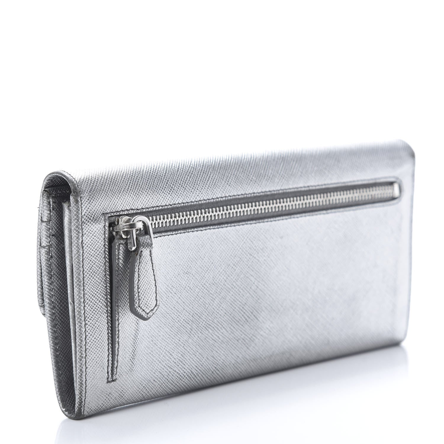 Prada Metallic Saffiano Stones Continental Wallet Silver 3 of 15
