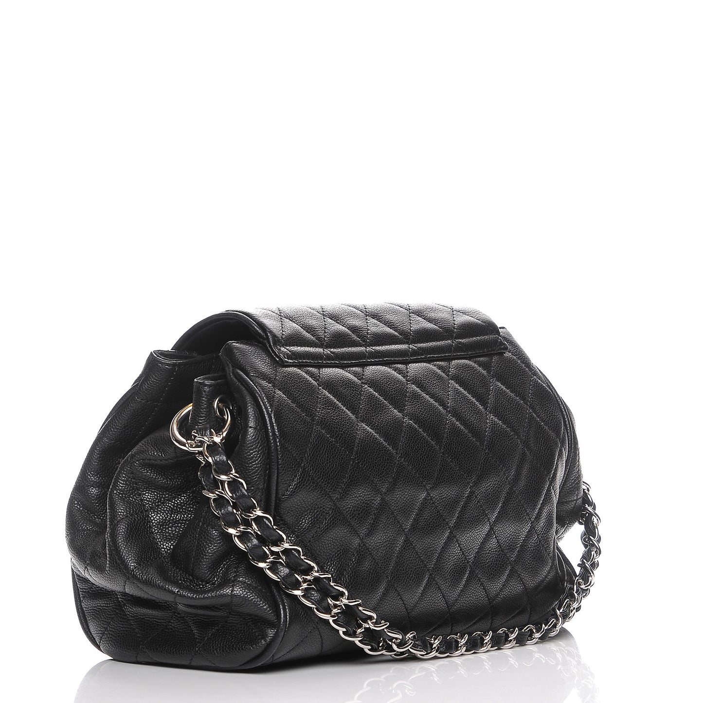 Caviar Quilted Timeless Accordion Flap Black