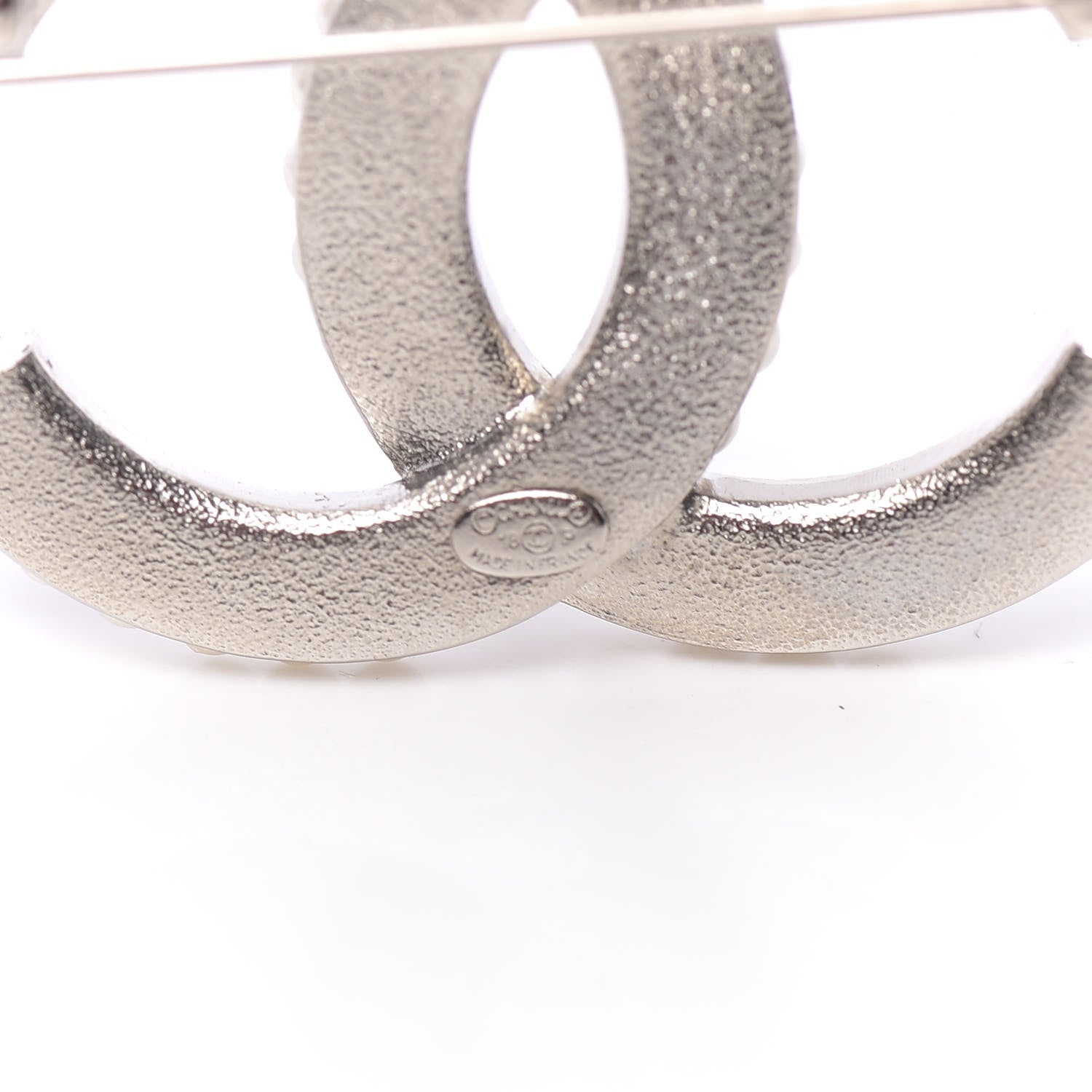 Chanel Pearl Crystal CC Brooch Silver 4 of 4