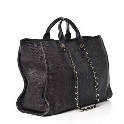 Chanel Woven Straw Raffia Large Deauville Tote Black 4 of 11