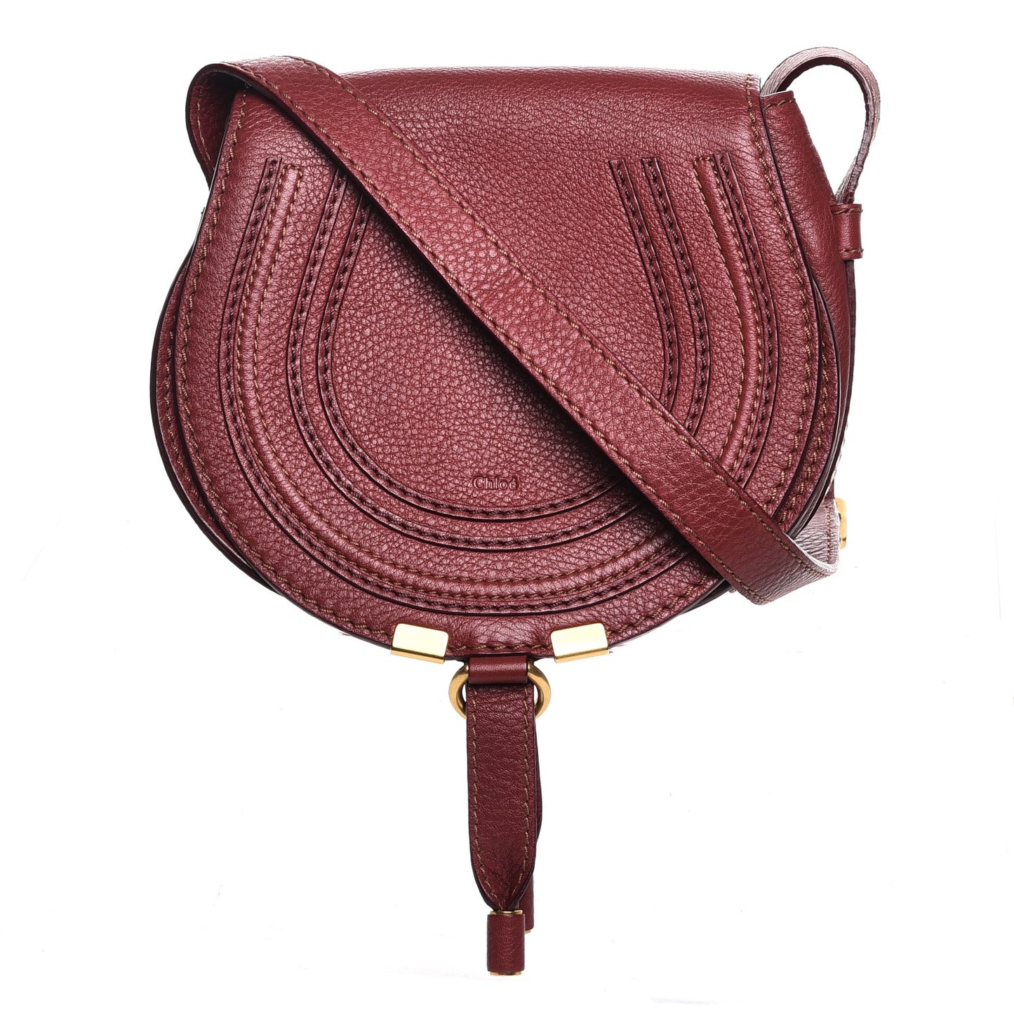 Calfskin Mini Marcie Round Crossbody Bag Berry Cupcake