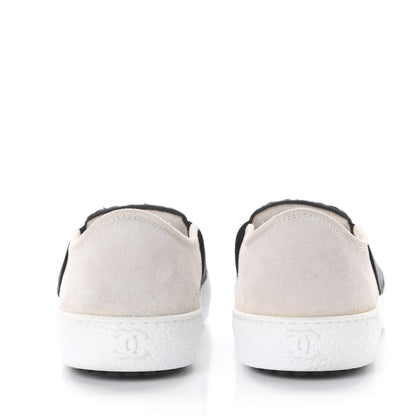 Chanel Suede Calfskin Tweed Sneakers 38.5 Black White 5 of 10