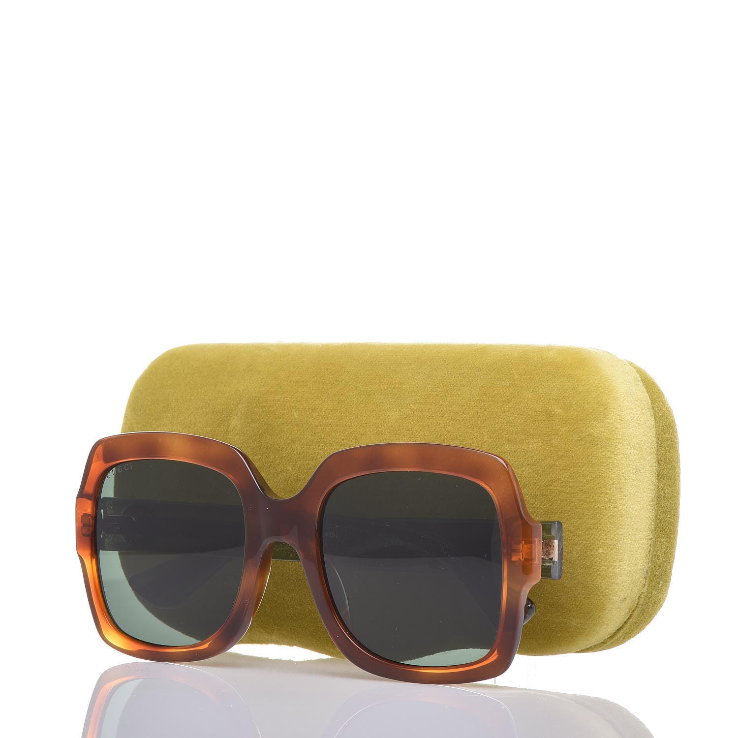 Gucci Oversize Square Web GG 0036S Sunglasses Tortoise 7 of 7