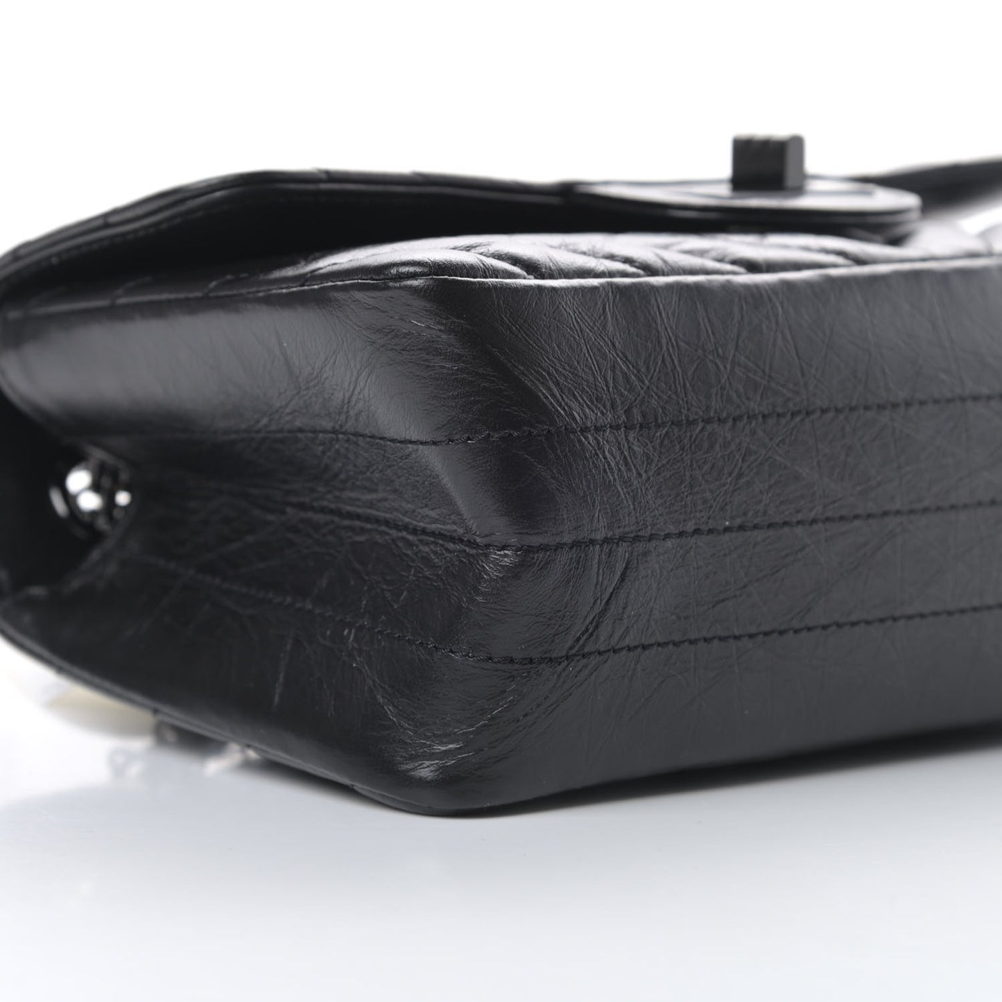 Aged Calfskin Chevron Quilted 2.55 Reissue Mini Flap So Black