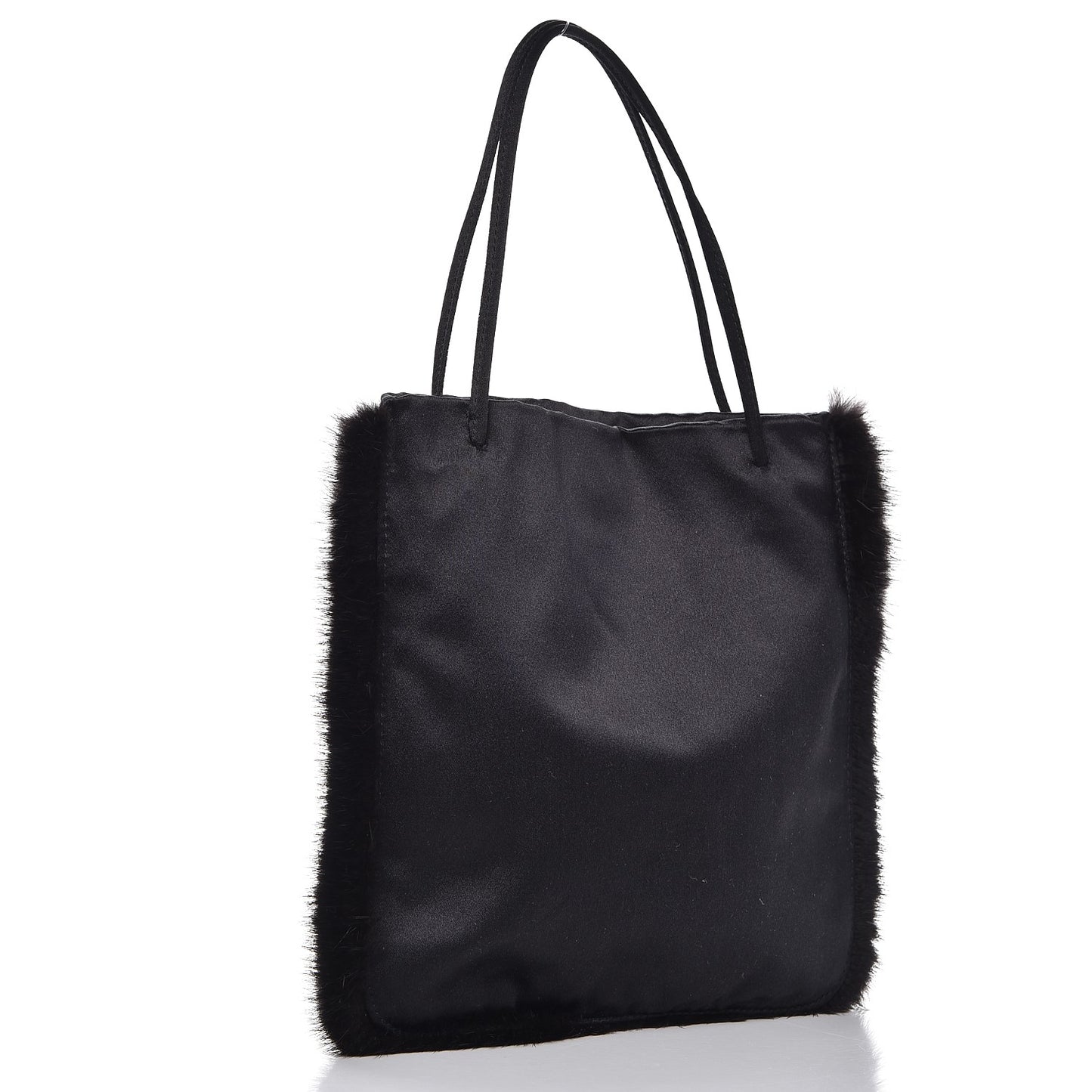 Satin Mink Fur Shoulder Bag Black