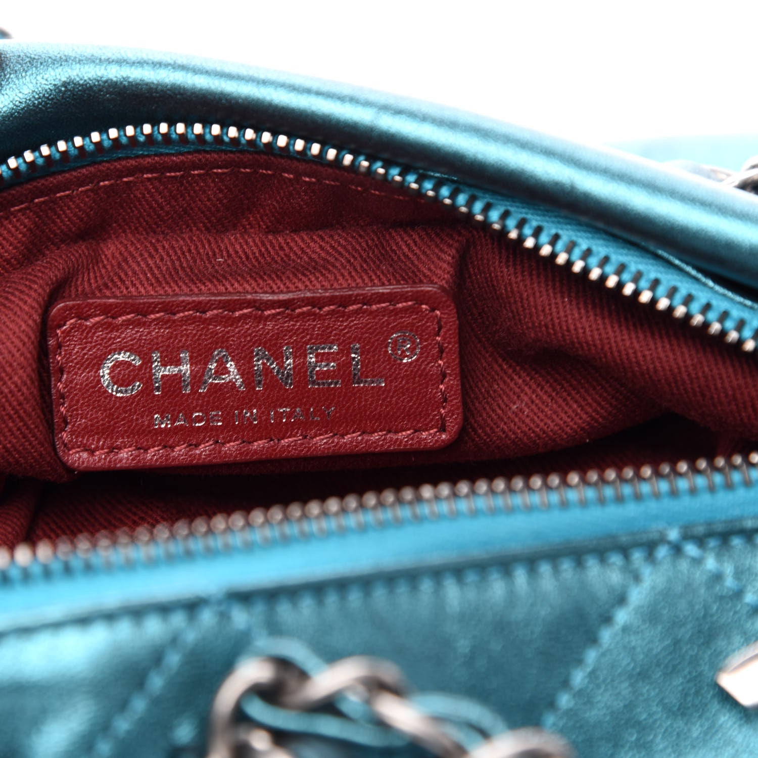 Chanel Metallic Calfskin Quilted Baluchon Turquoise 6 of 12