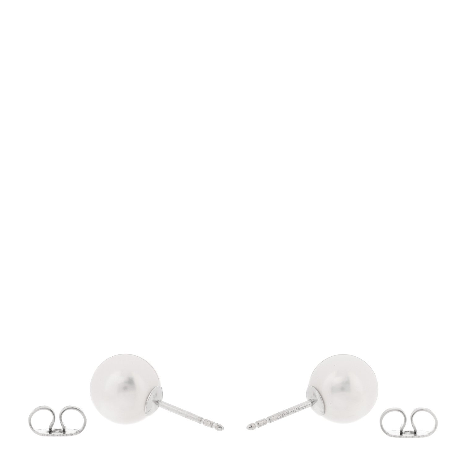 Tiffany 18K White Gold Akoya Cultured Pearl 8.5-9mm Signature Earrings 3 of 4